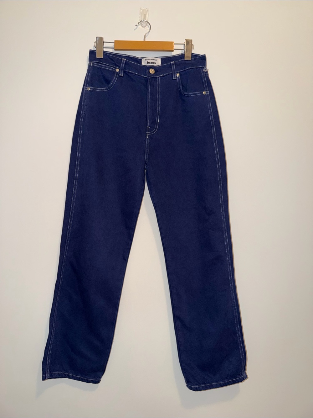 Reformation Straight Leg Jeans in Deep Blue - Picture 2 of 9